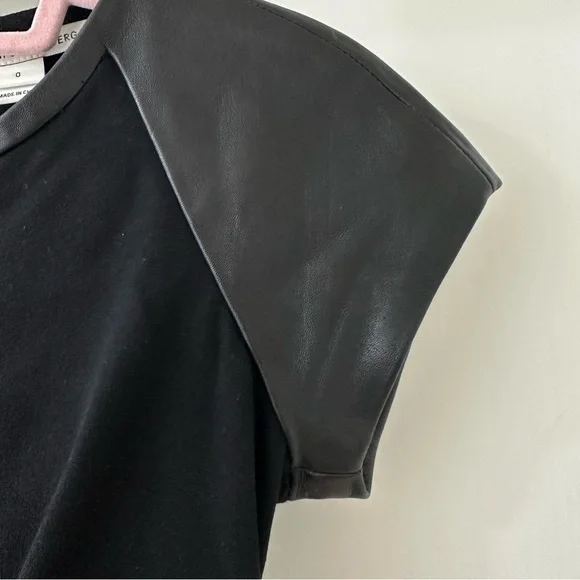 Diane Von Furstenberg Black Fit & Flare Skater Dress, Leather Details, Size 0 - Picture 6 of 11